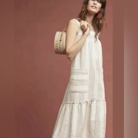 Anthropologie Dresses & Skirts - Maeve Anthropologie Striped Tonal  MIDI Dress Size XS Pockets Sleeveless‎
